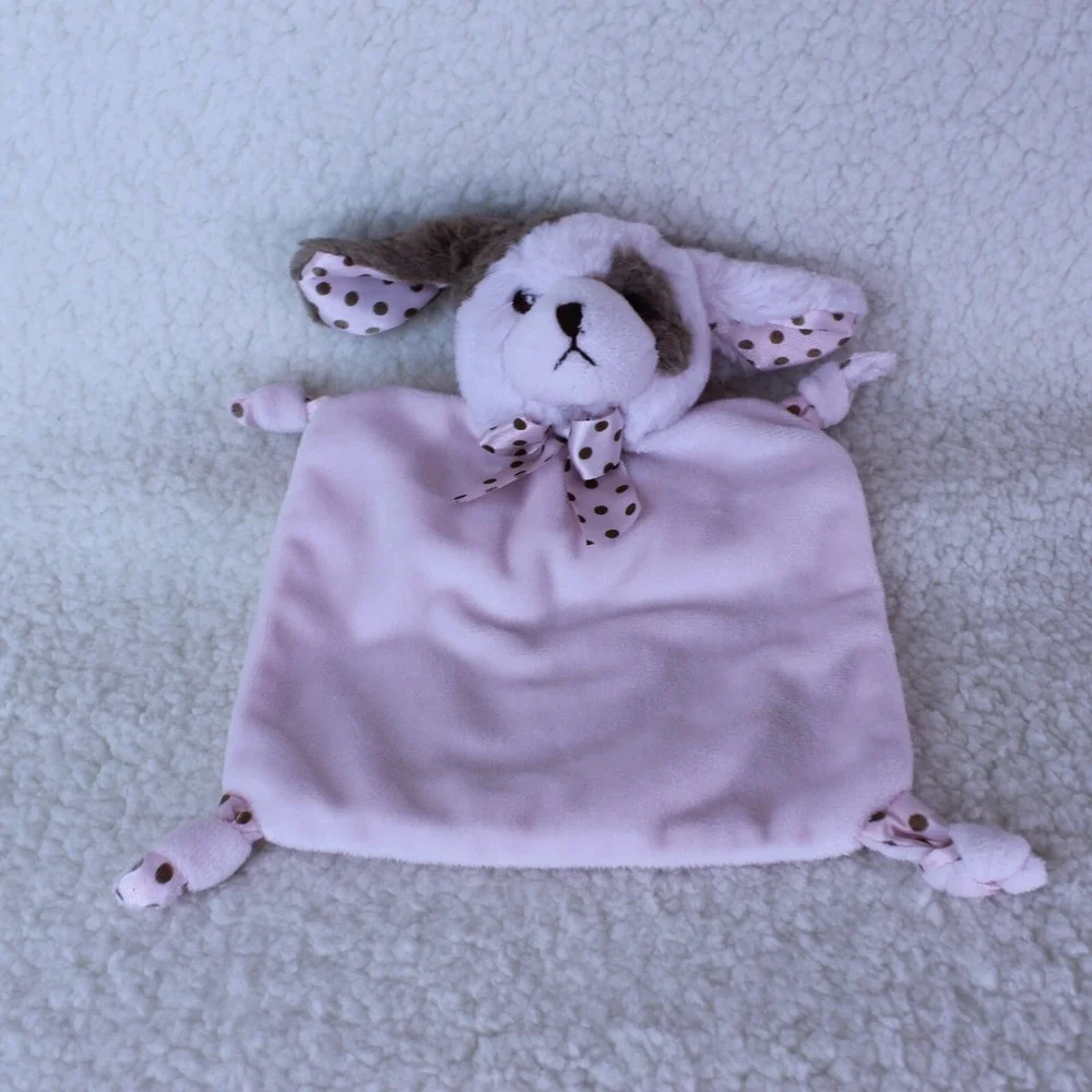 LOVEY PUPPY Dog Bearington Pink Plush‎ SECURITY BLANKET 6.5